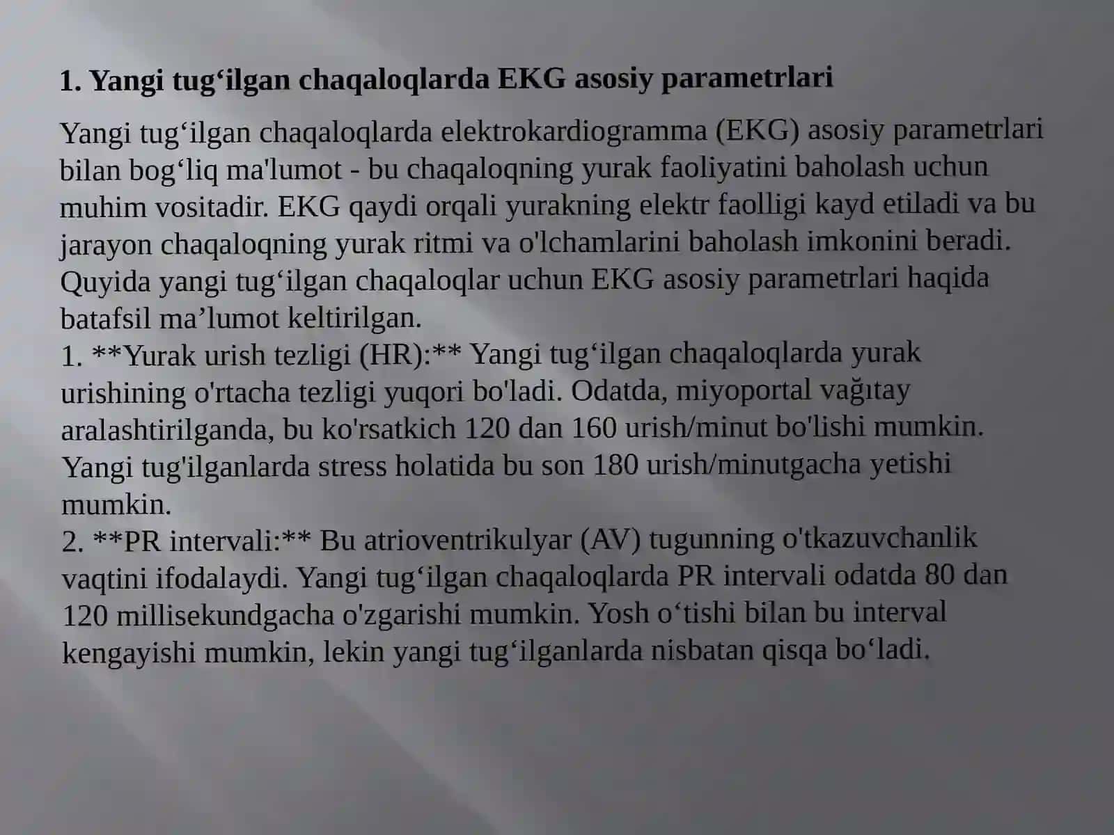 YANGI TUGʻILGAN CHAQALOQLARDA EKGNI OʻZIGA XOS XUSUSIYATLARI 2