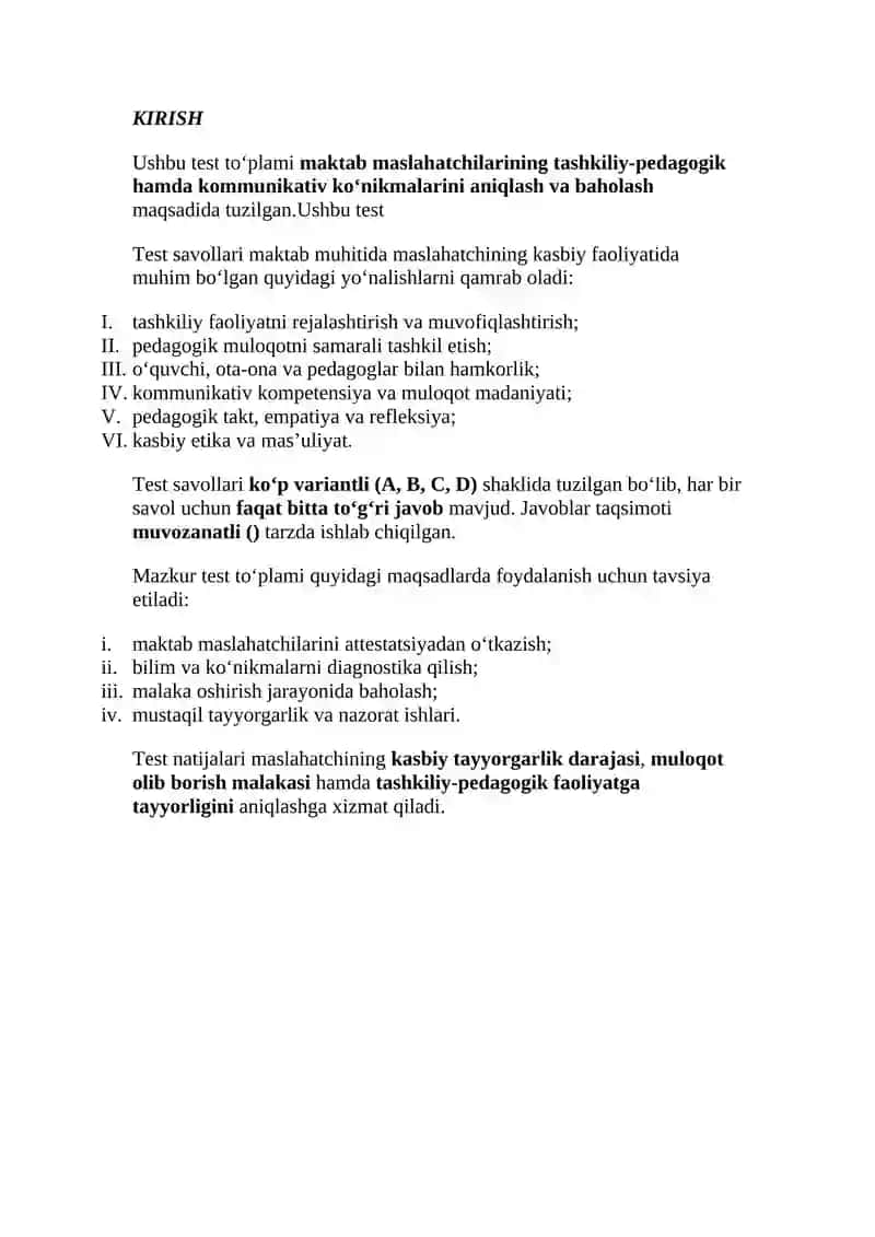 Maktab maslahatchilarining tashkiliy-pedagogik hamda kommunikativ ko‘nikmalarini aniqlash va baholash 2