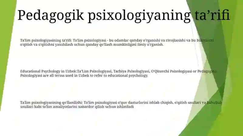 TaʼLim Psixologiyasi Tarbiya Psixologiyasi OʻQituvchi Psixologiyasi Pedagogika Psixologiyasi 2