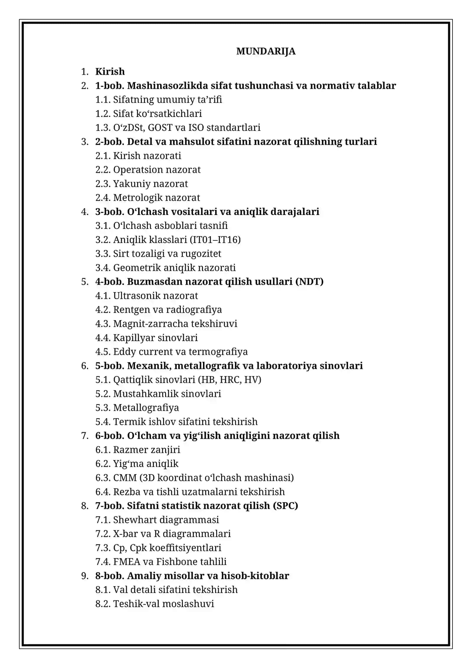 Mashinasozlik texnologiyasi asoslari fanidan MUSTAQIL ISHI 2