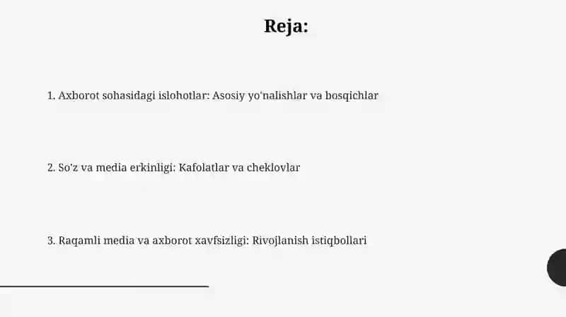Axborot sohasidagi islohotlar 2