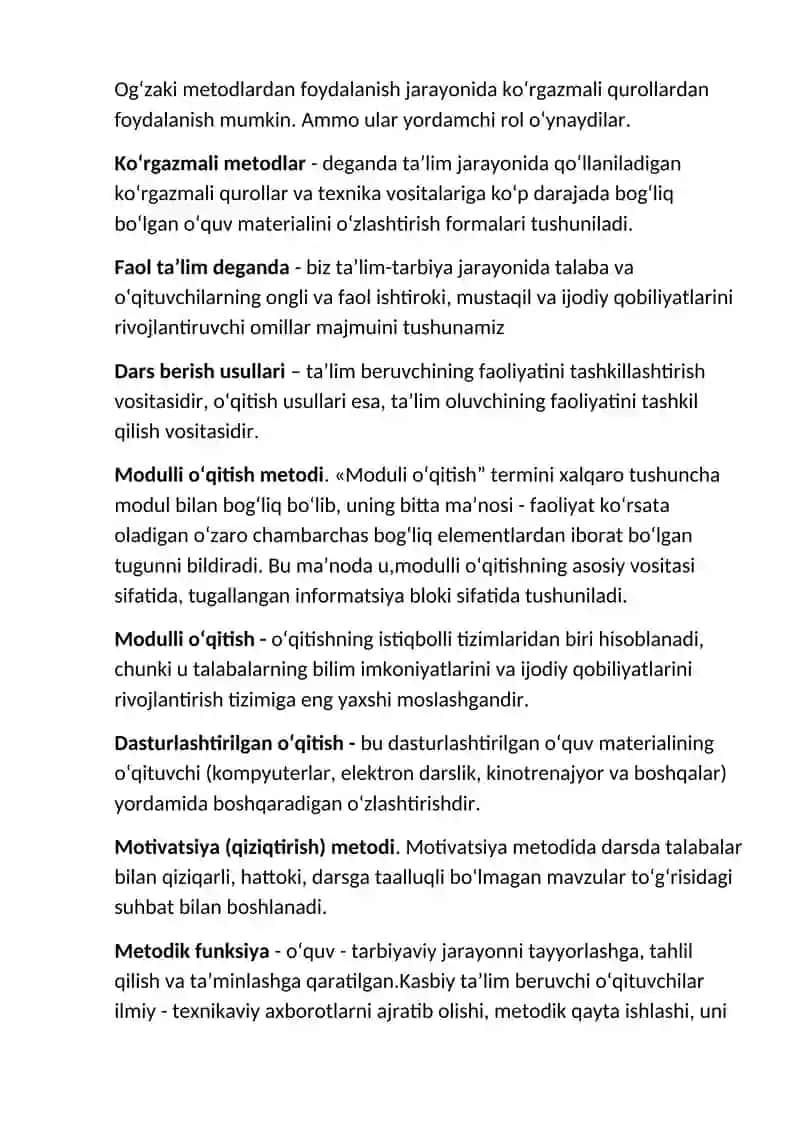Fan nomi ona tili o’qitish metodikasi 2