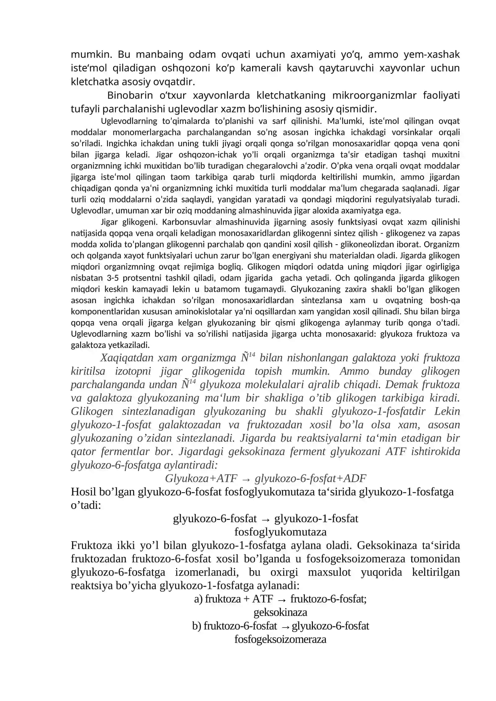 Uglеvodlar almashinuvi 2