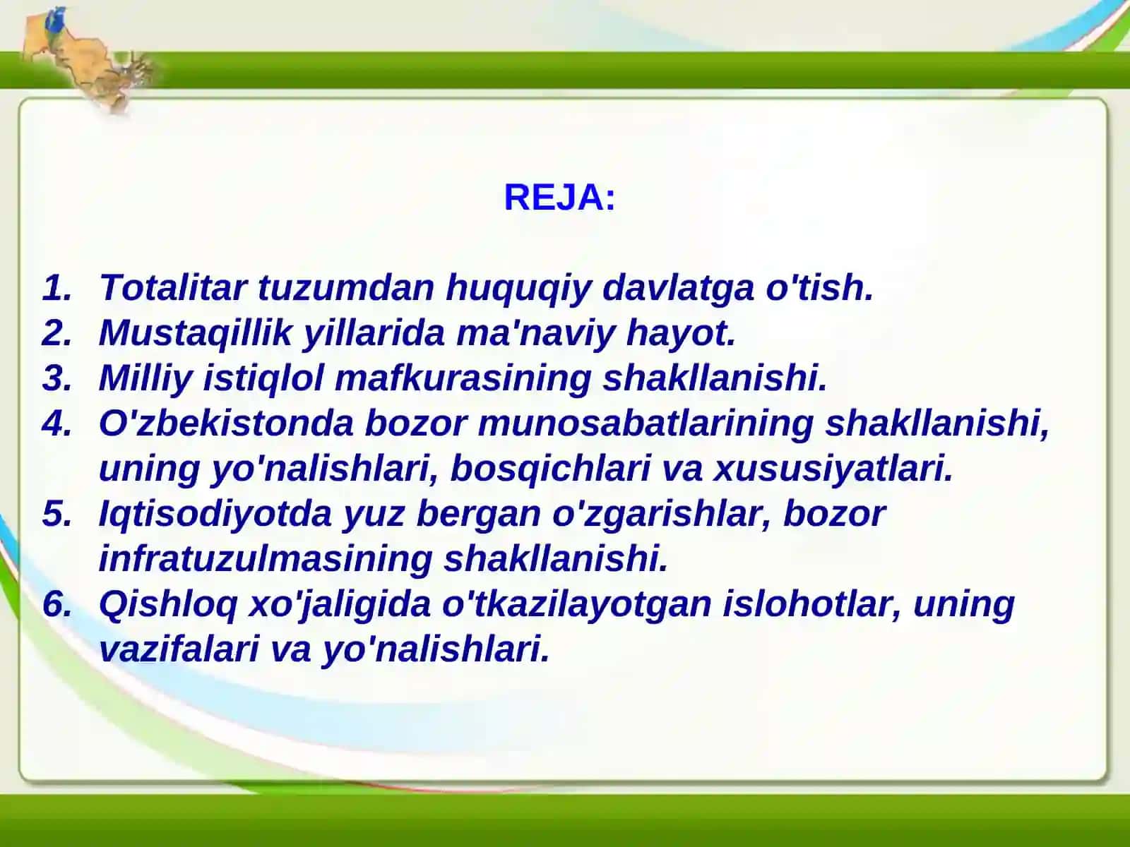 O’ZBEKISTON IQTISODIY RIVOJLANISHING UZOQ VA QISQA MUDDATLI ISTIQ BOLLARI 2