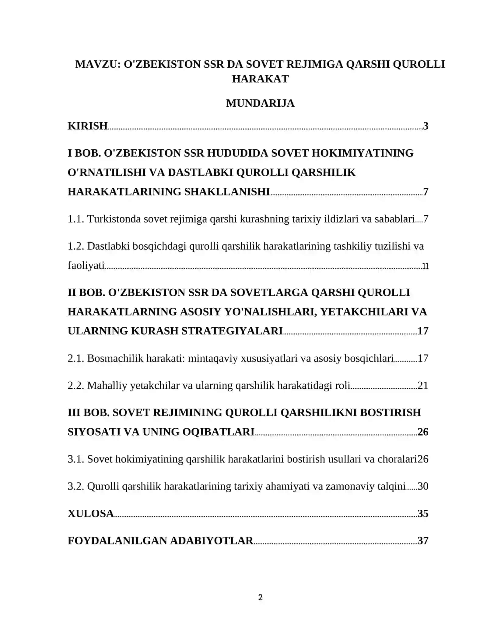 O'ZBEKISTON SSR DA SOVET REJIMIGA QARSHI QUROLLI HARAKAT 2