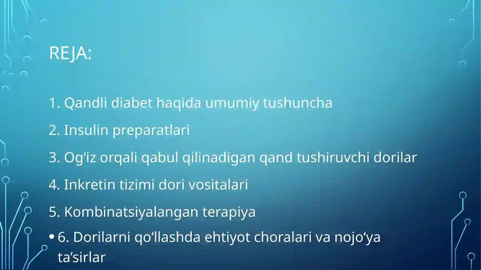 Qandli diabetni davolashda ishlatiladigan dori vositalari 2