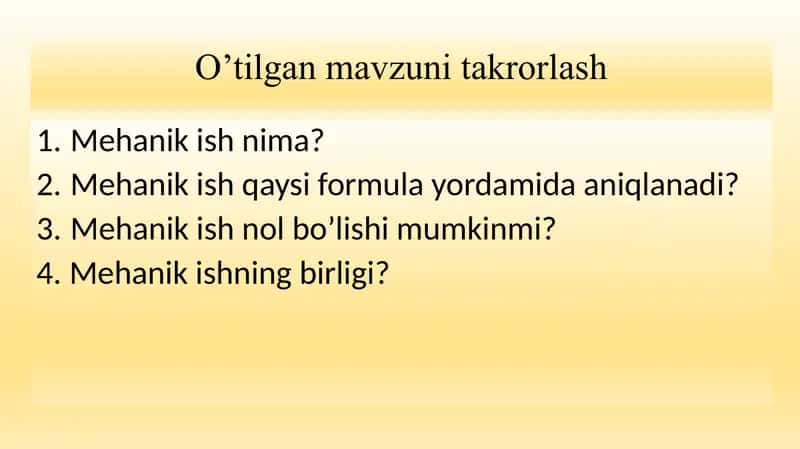 Fizika fanidan “Potensial energiya” 2