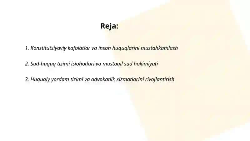 Yangi O’zbekistonda inson haq-huquqlar va erkinliklari kafolatining yaratilishi 2