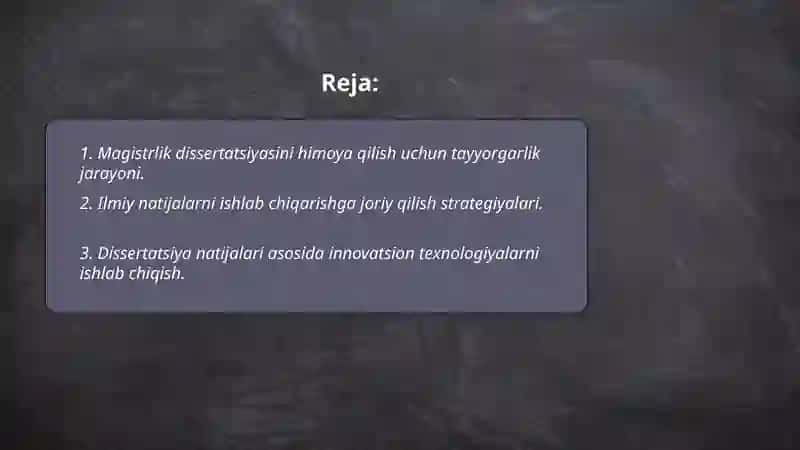 Magistrlik dissertatsiyasini himoya qilish uchun tayyorgarlik jarayoni 2