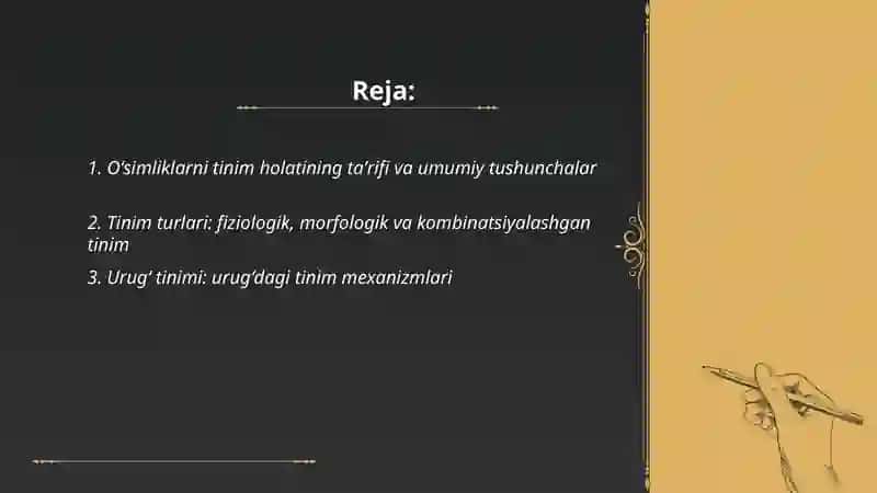 Oʻsimliklarni tinim holati 2