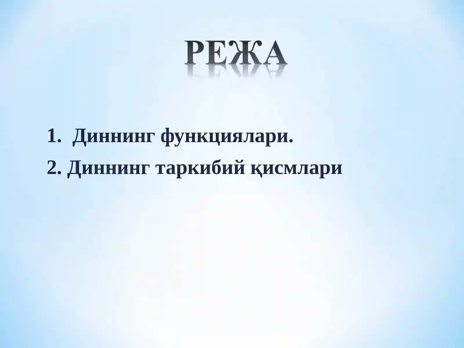 Диннинг тузилиши ва функциялари 2
