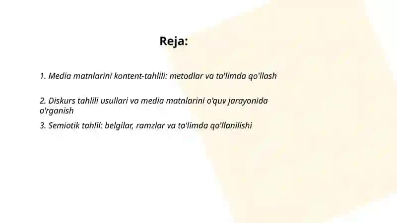Media matnlarini tahli qilish metodlari va va ta'limda qo'llash 2