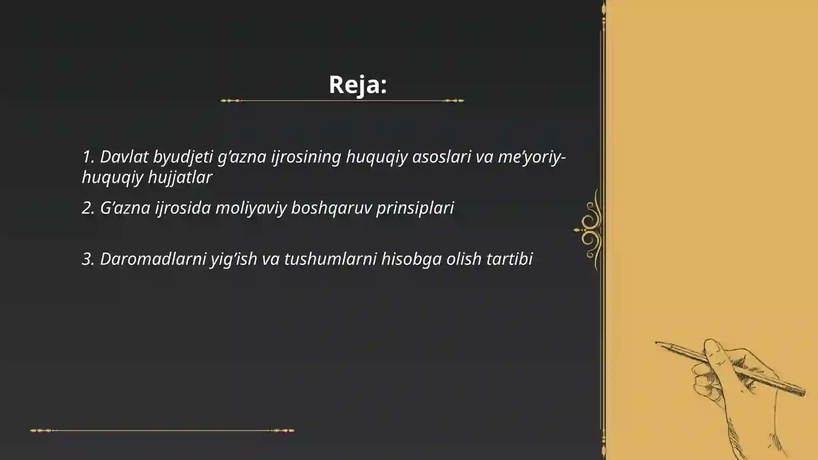 Davlat byudjeti g’azna ijrosining o’ziga xosxususiyatlari 2