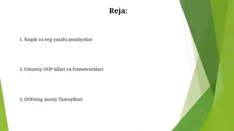 Obektga yònaltirilgan dasturlash texnologiyalari 2
