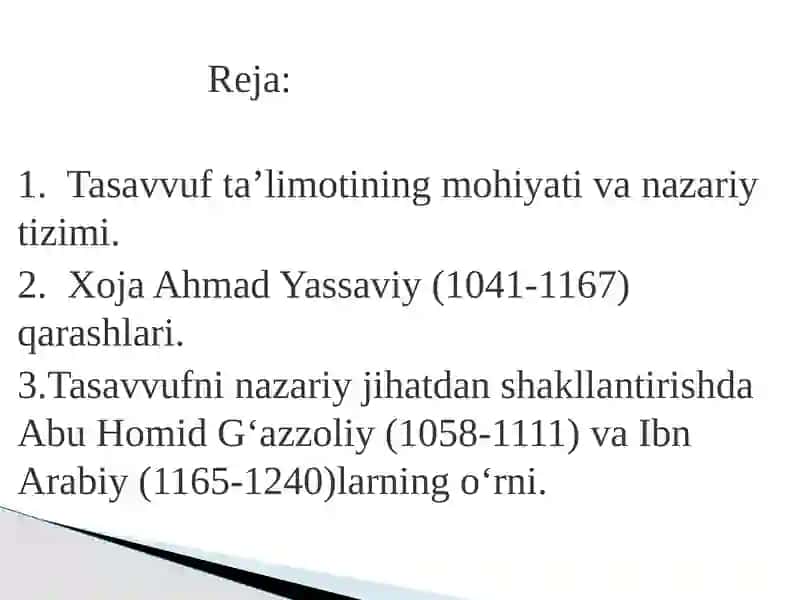 TASAVVUF  TA'LIMOTINING SHARQ MA'DANIYATIGA TA'SIRI 2