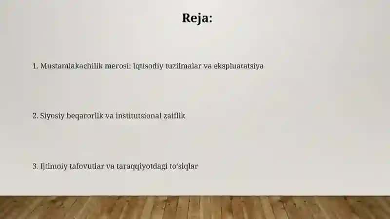 Mustamlakachilik va Taraqqiyot Muammolari 2