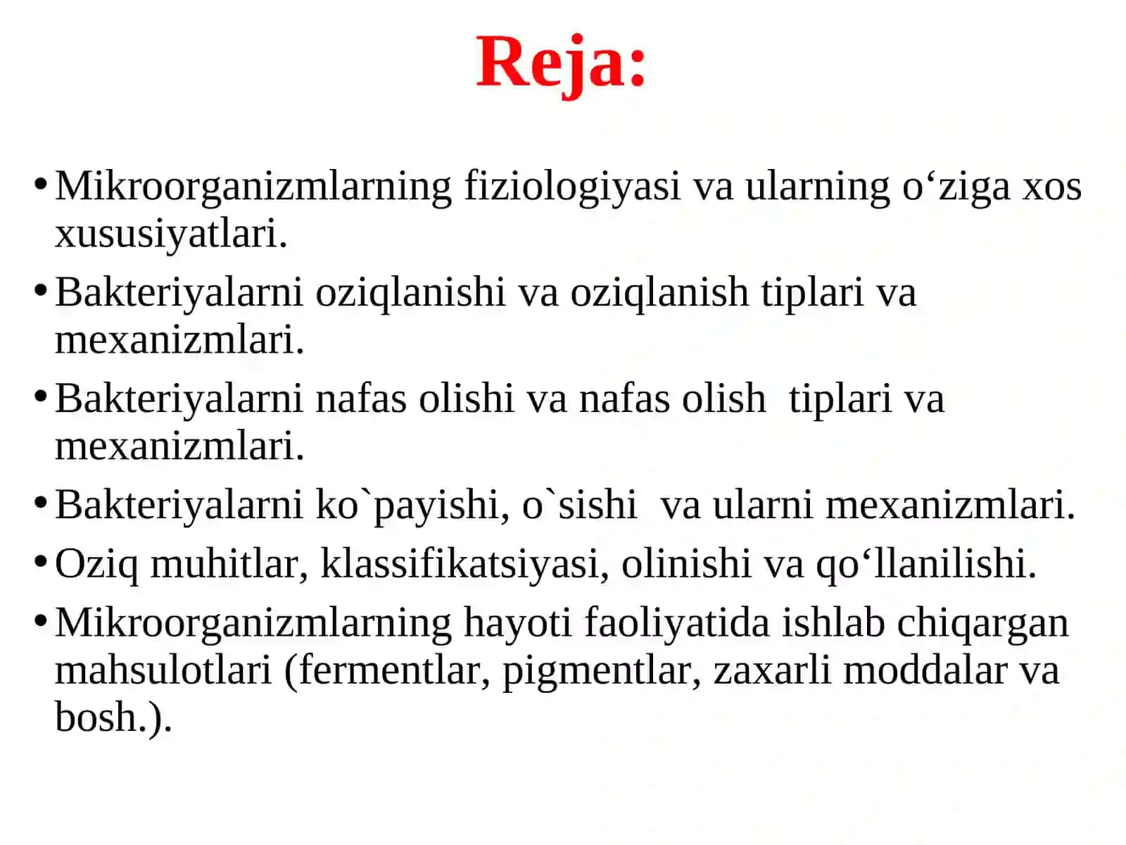Bakteriyalar fiziologiyasi. Oziqlanish tipi va mexanizmi bo‘yicha tasnifi. Oziq muhitlar tasnifi 2