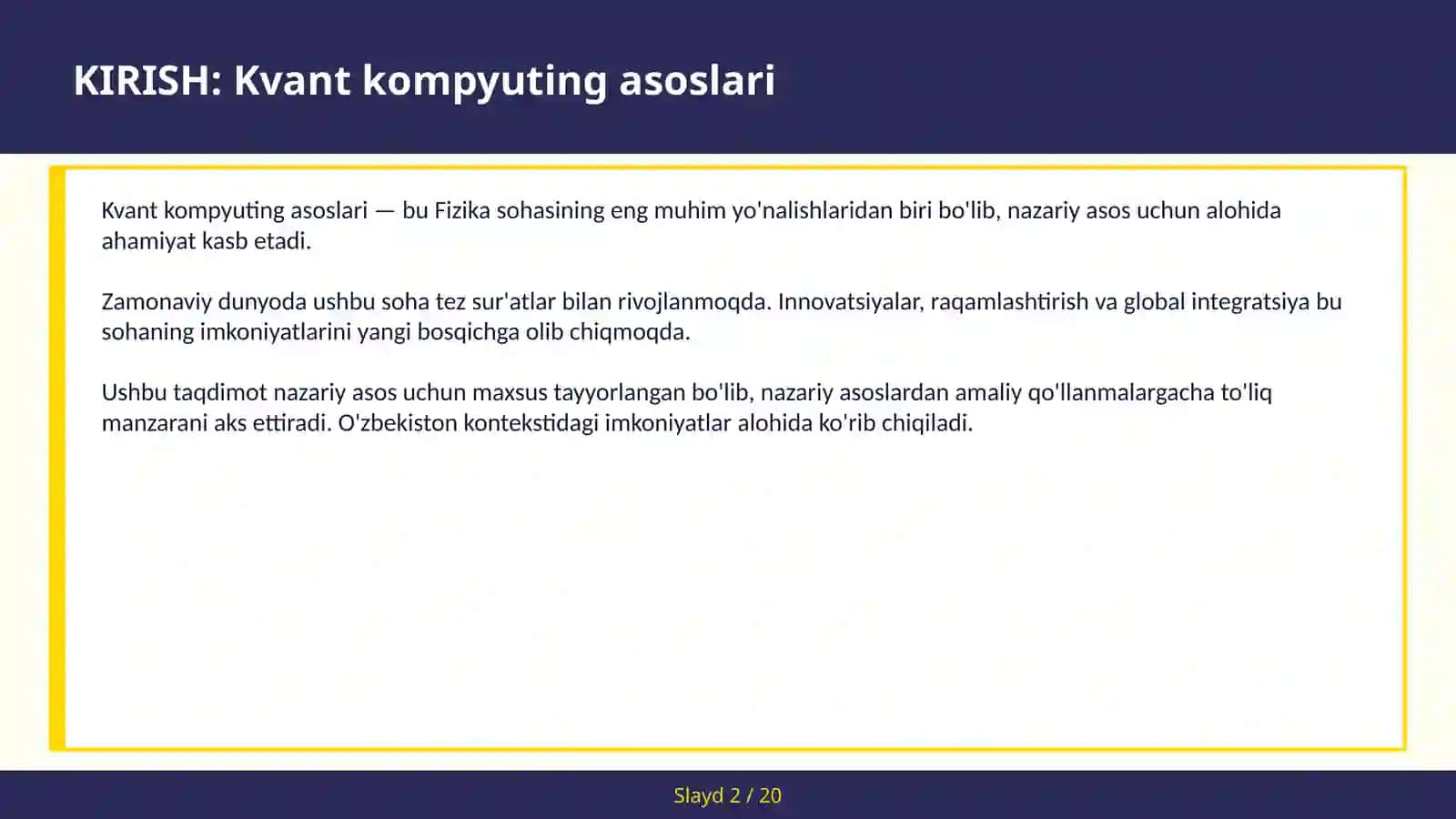 KVANT KOMPYUTING ASOSLARI 2