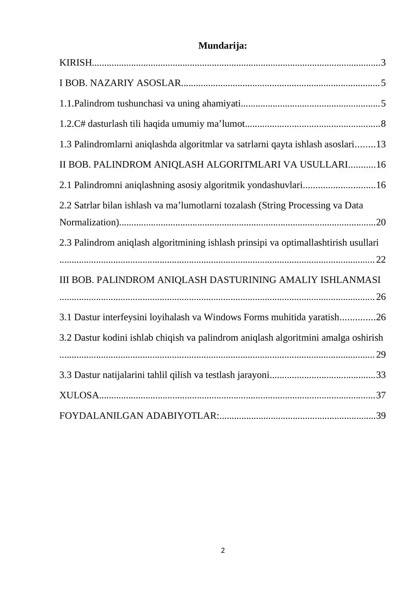 C# tilida palindrom so‘z va gaplarni aniqlovchi dastur tuzish 2