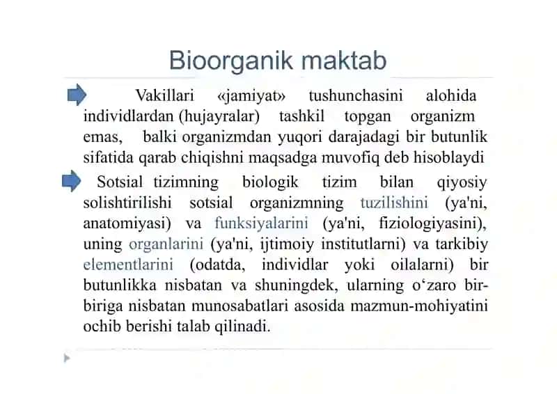 SOTSIOLOGIYADA BIOORGANIK MAKTAB 2