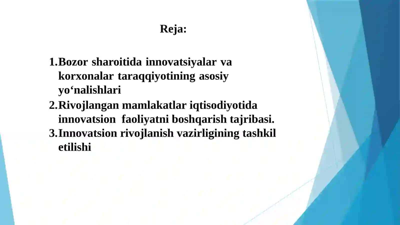 Inovatsion faoliyatning davlat tomonidan tartibga olinishi 2
