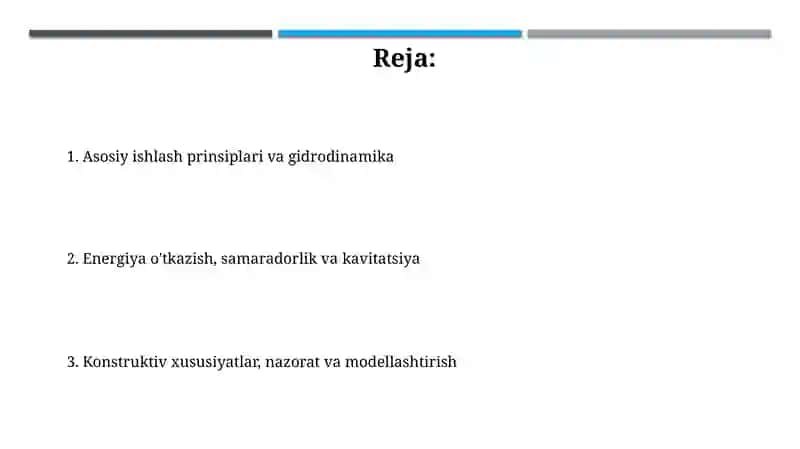 O‘qiy gidroturbinalarning gidravlik ishlash prinsipi 2