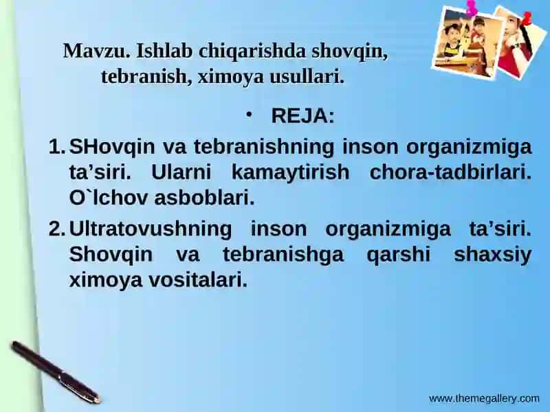 Ishlab chiqarishda shovqin, tebranish, ximoya usullari 2