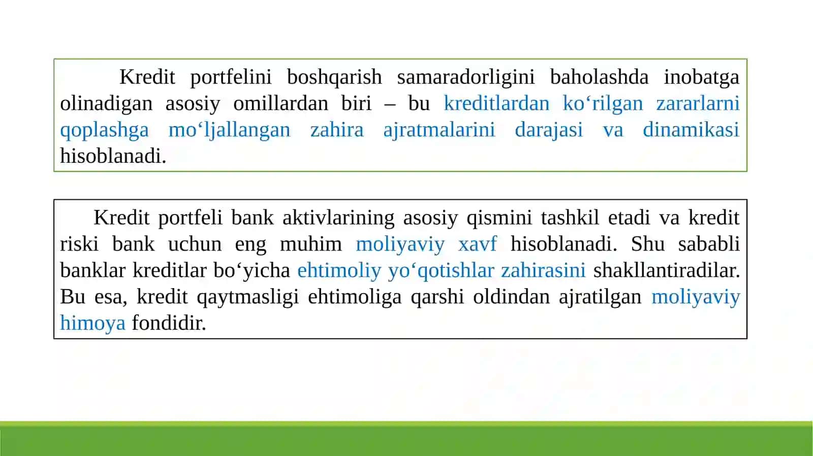 KREDITLAR BOʻYICHA EHTIMOLIYYOʻ QOTISHLAR ZAHIRASINI TASHKIL QILISH TARTIBI 2
