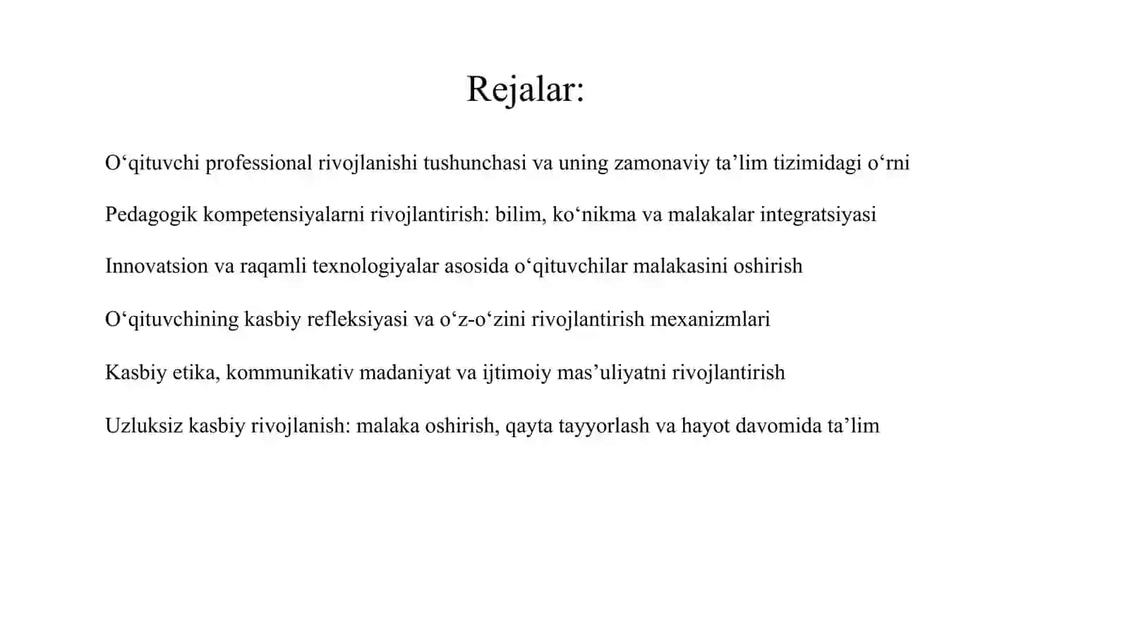 O‘qituvchilarning professional rivojlanish yo‘nalishlari 2