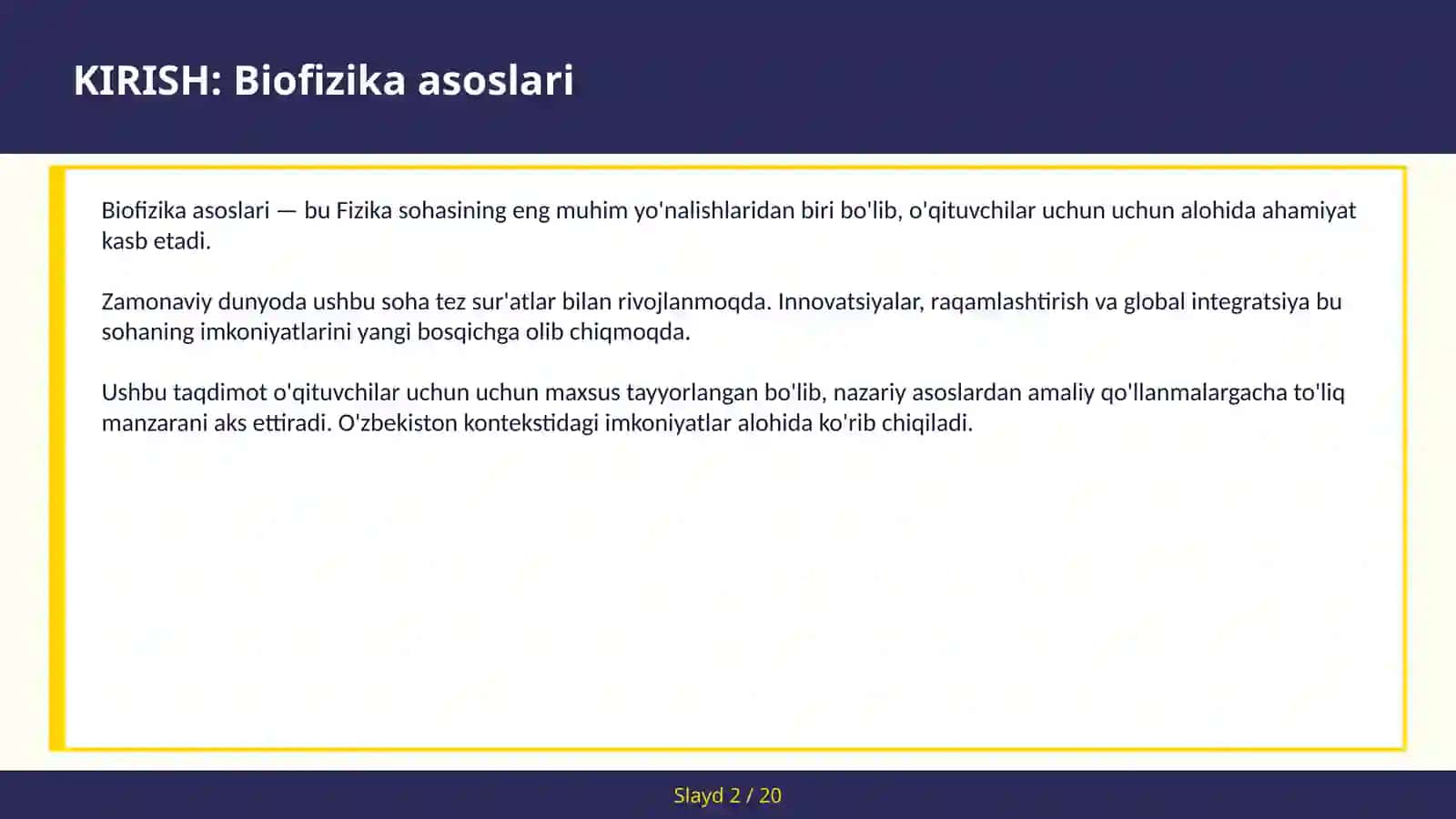 BIOFIZIKA ASOSLARI 2