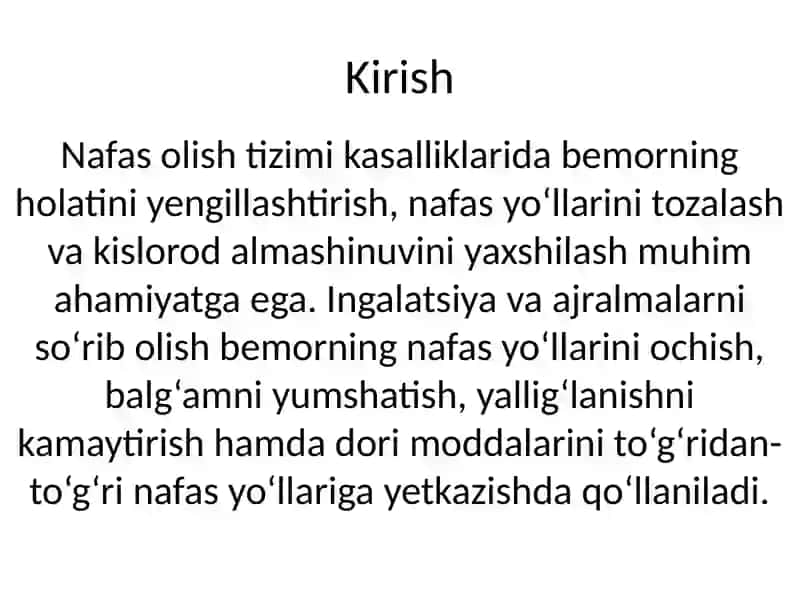 Ingalyatsiya va ajralmalarni so'rib olish 2