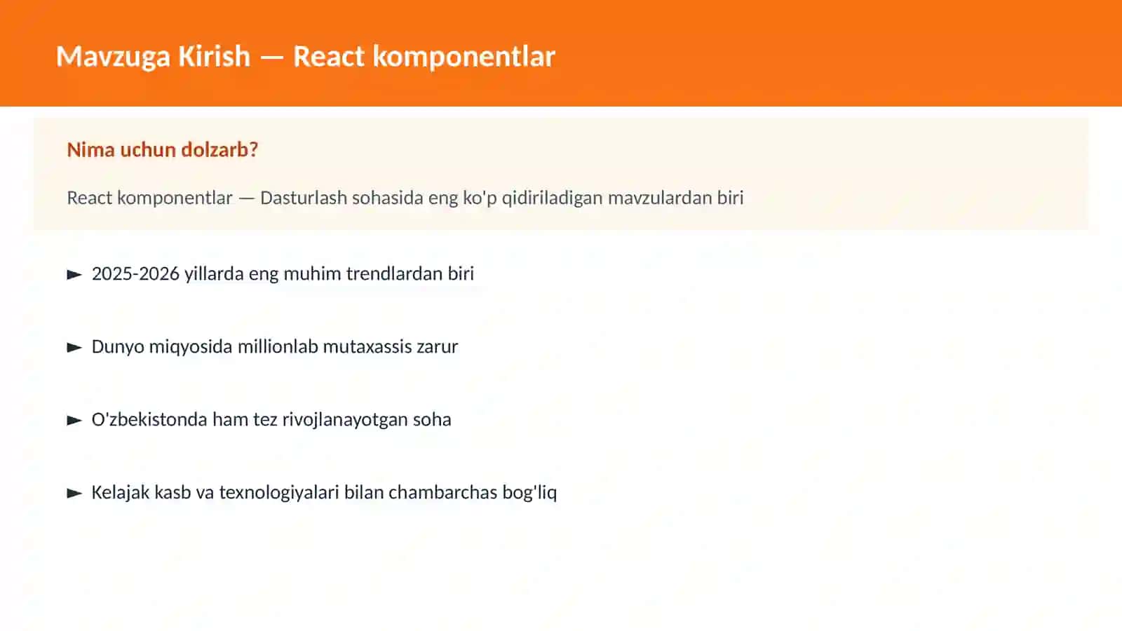 React komponentlar 2