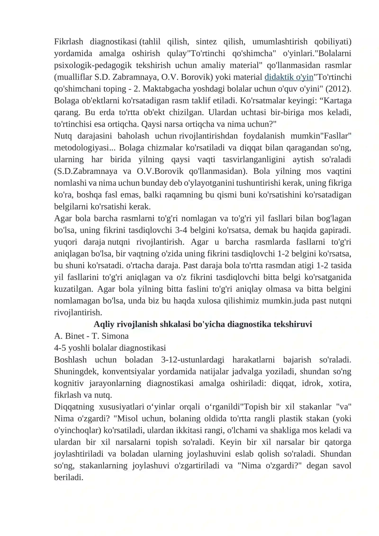 Stenfordning o'ziga xos binet shkalasi. So'rov natijalarini baholash 2