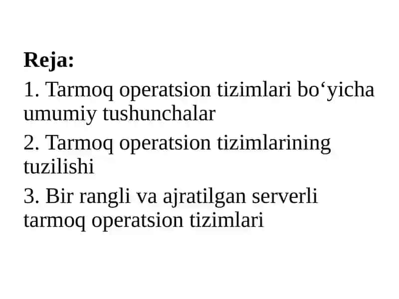 Tarmoq operatsion tizimlari 2