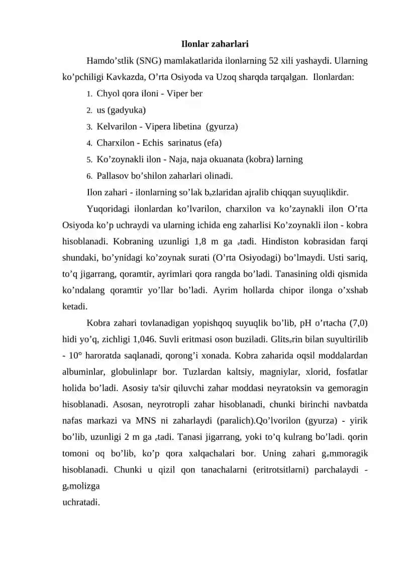Ilon zaharlari 2