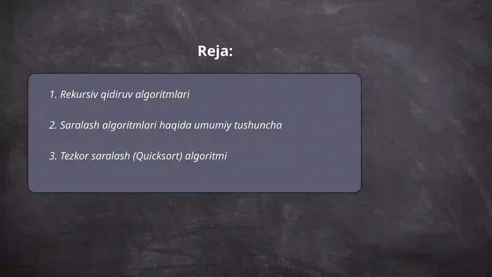 Rekursiv va saralash algoritmlaria oid algoritmlar 2