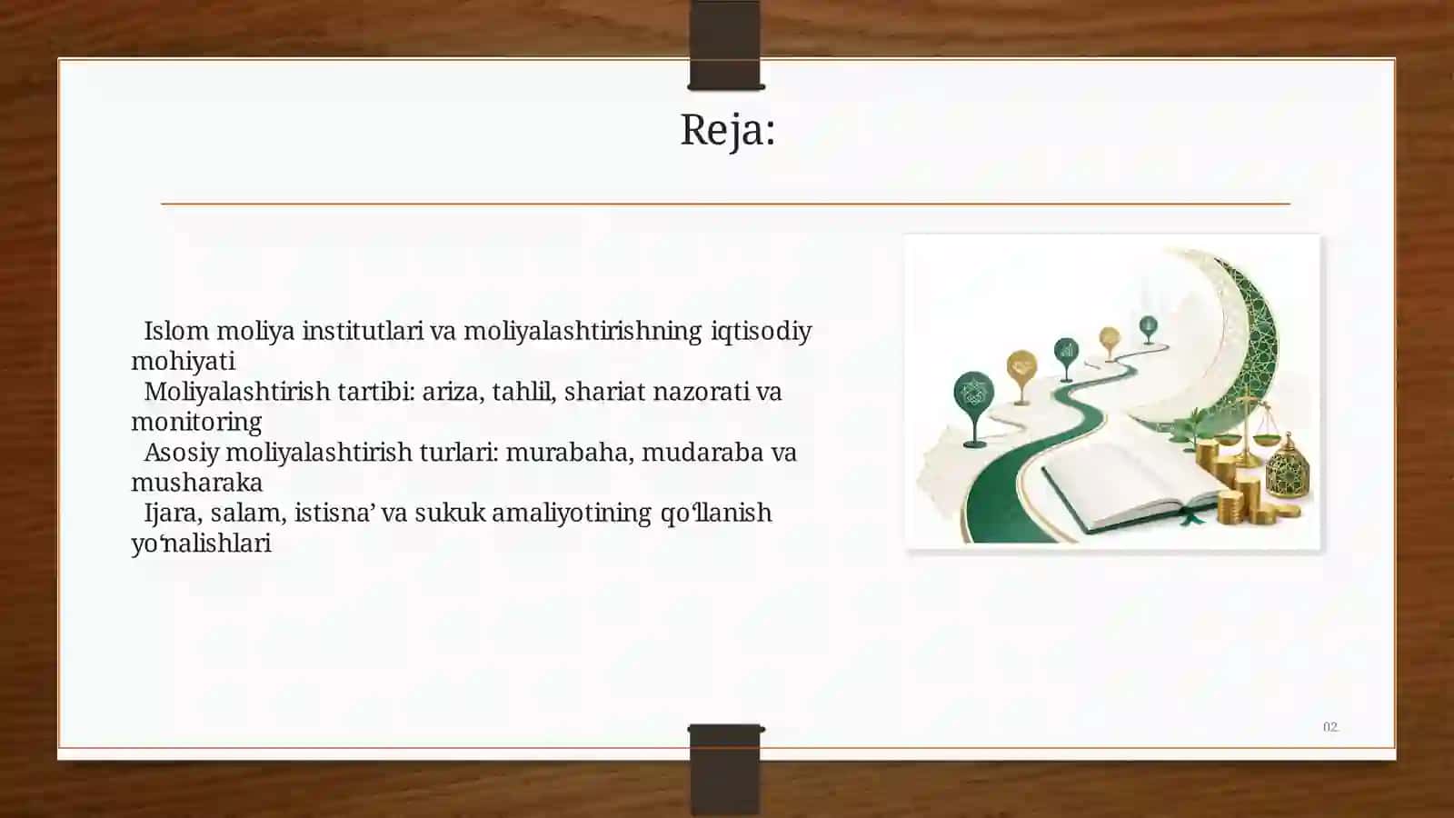 Islom moliya institutlarida moliyalashtirish tartibi va turlari 2