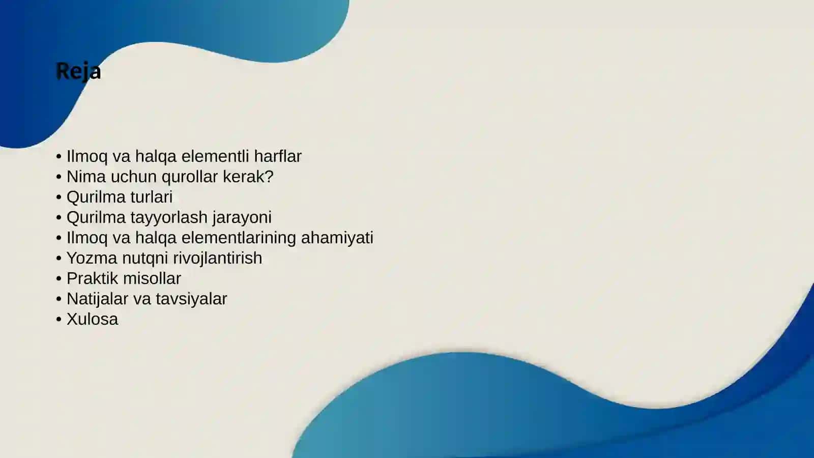 Ilmoq va halqa elementli kichik harflar uchun kõrgazmali qurollar tayyorlash 2