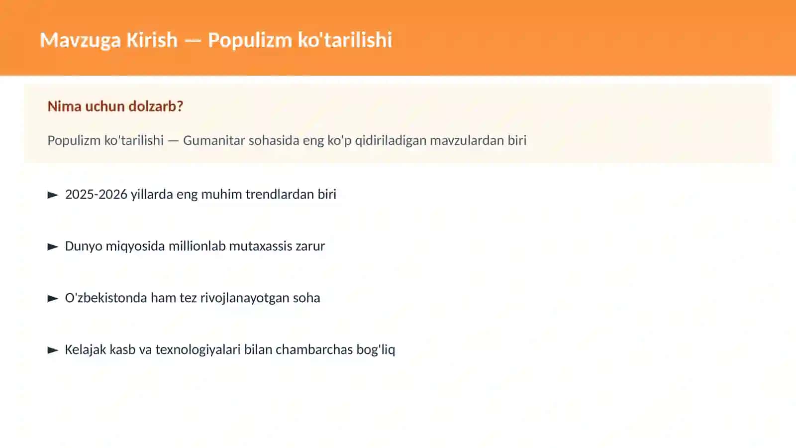 Populizm ko'tarilishi 2