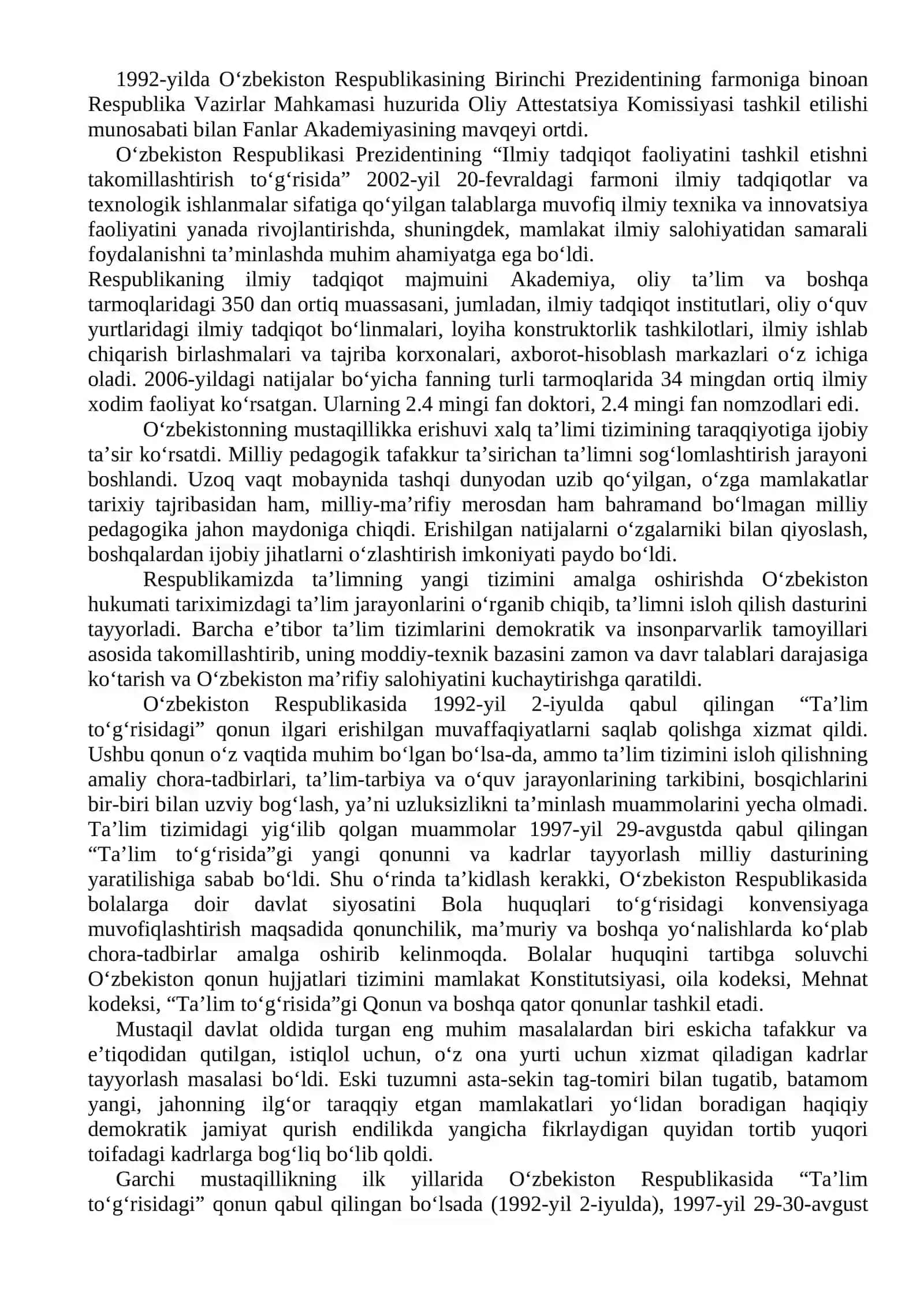Oʻzbekiston Respublikasida Ta’lim sohasida amalga oshirilgan islohotlar 2