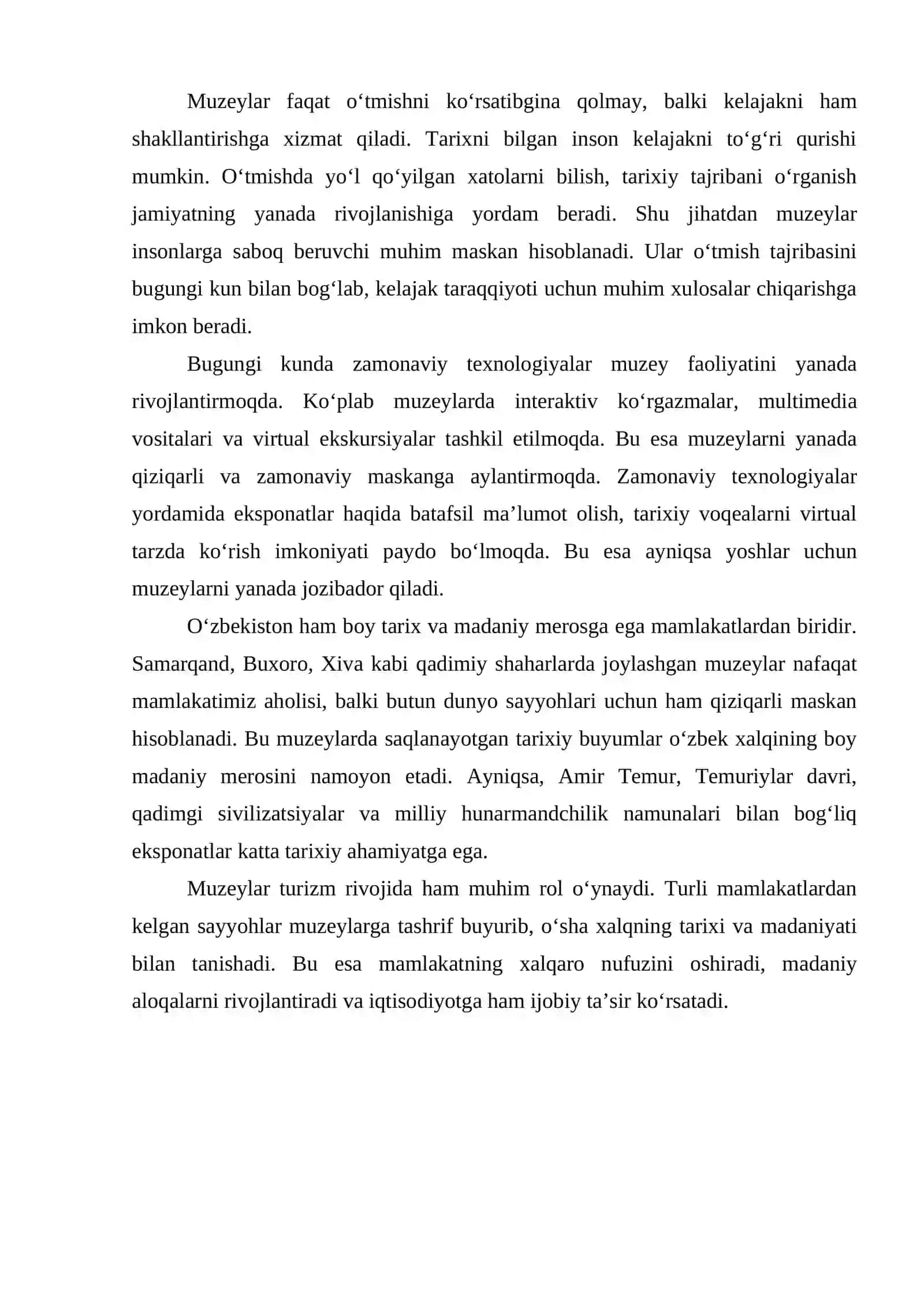 MUZEYLAR – TARIX VA KELAJAK O‘RTASIDAGI KO‘PRIK 2