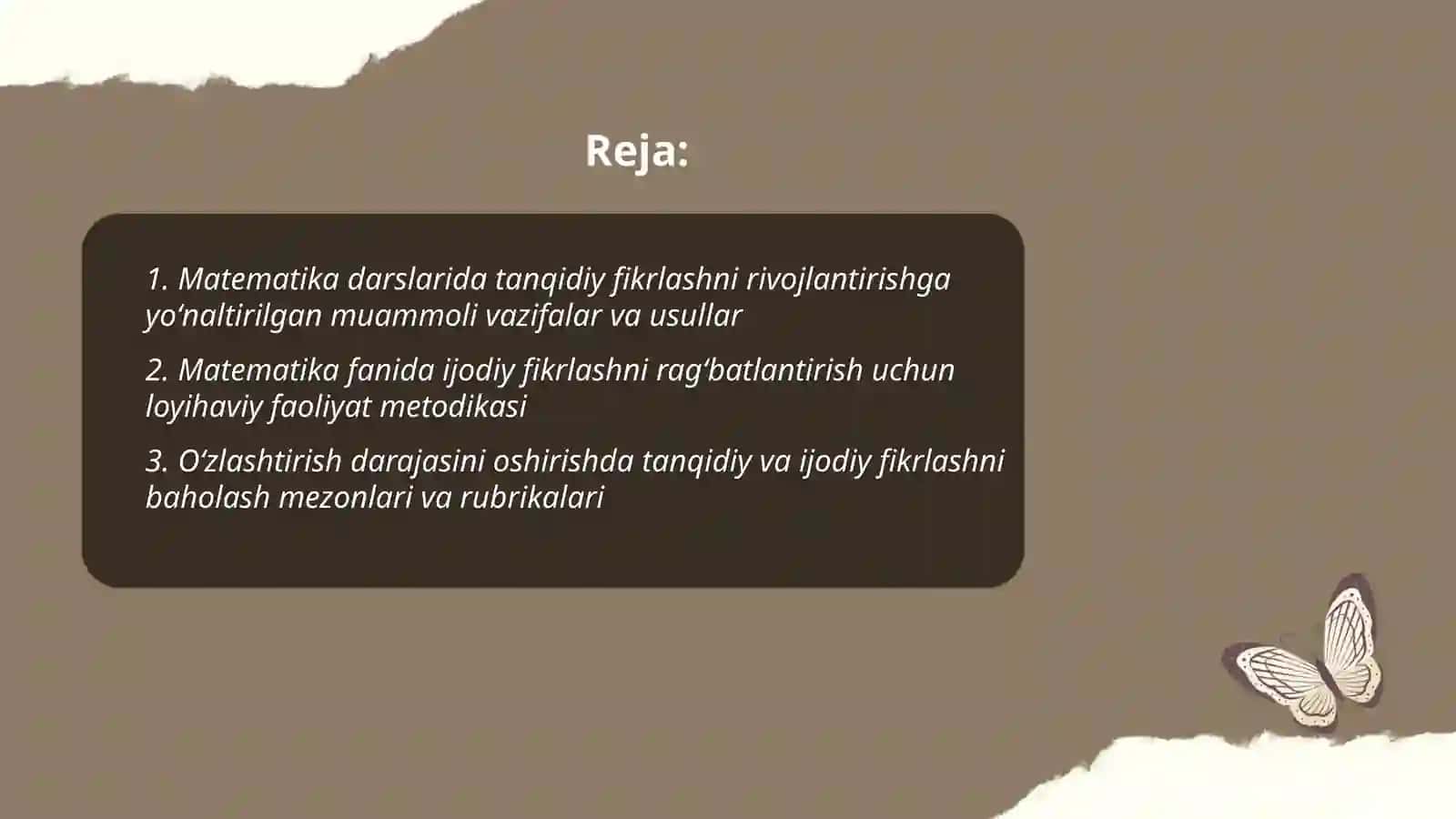 Matematika fanini oʻqitish jarayonida taʼlim oluchilar tanqidiy va ijodiy fikrlash qobiliyatilarini rivojlantirish 2