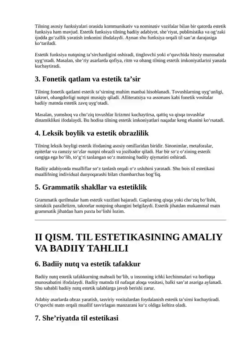 Til va estetika munosabati bo'yicha ilmiy maqola 2