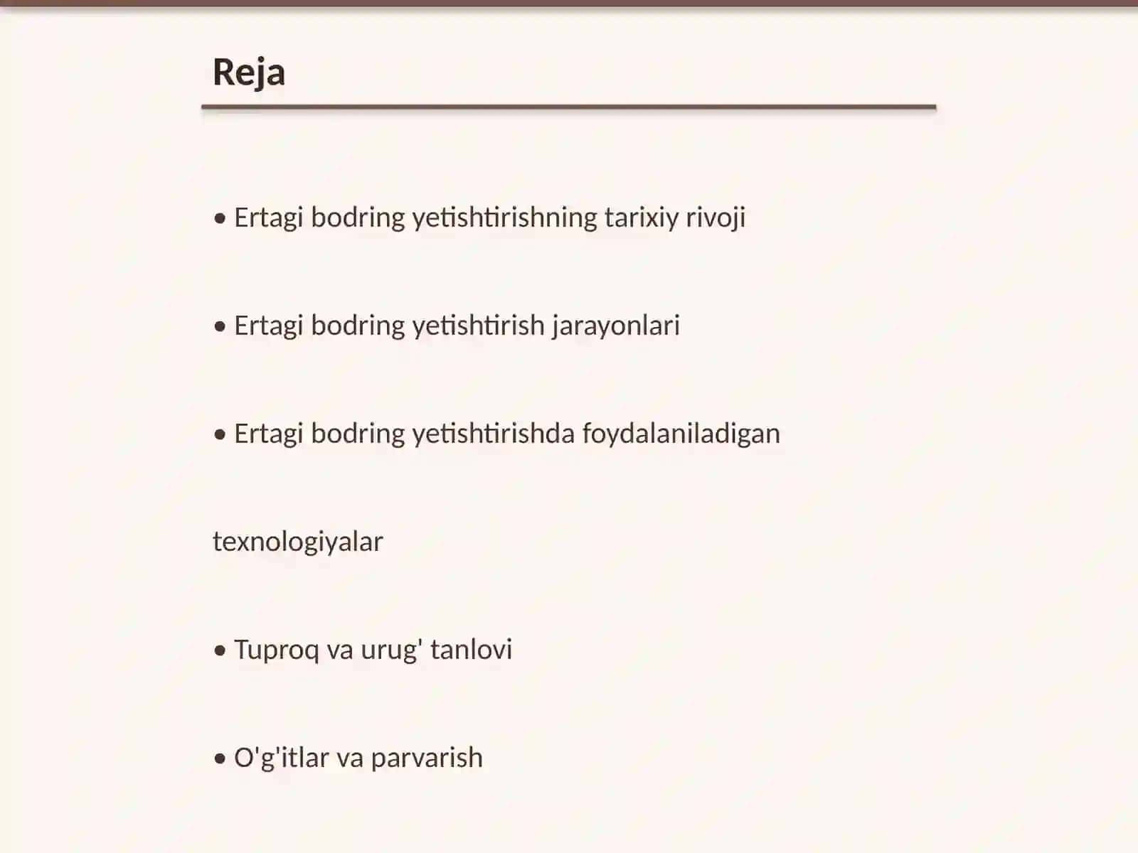 Ertagi bodring yetishtirish texnologiyasi 2