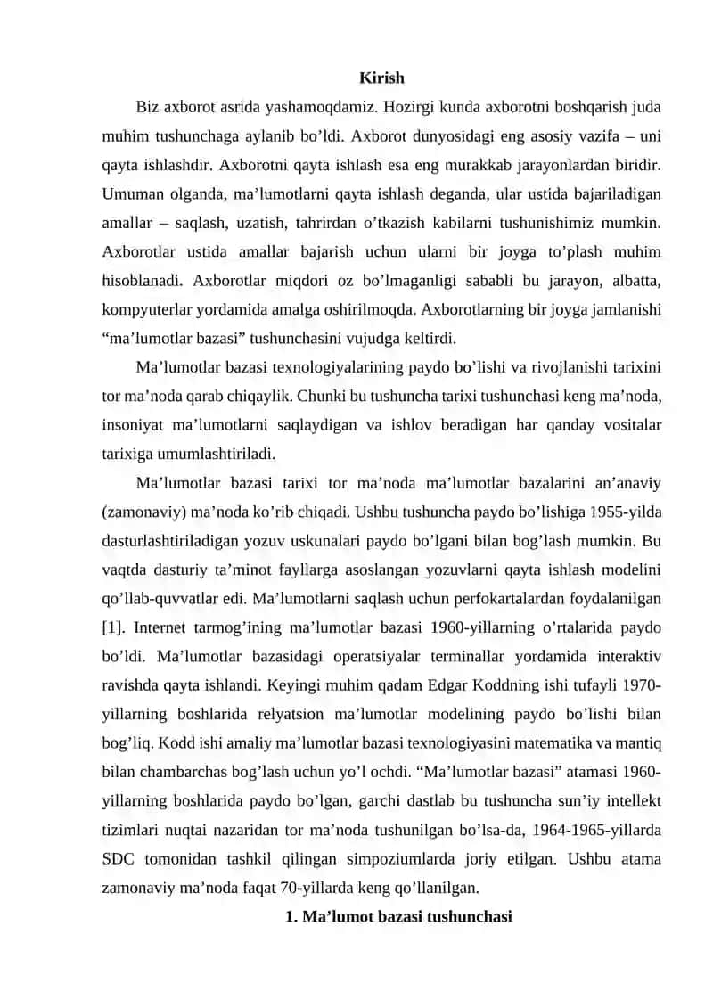 Aeraport ma`lumotlar bazasini loyihalash 2
