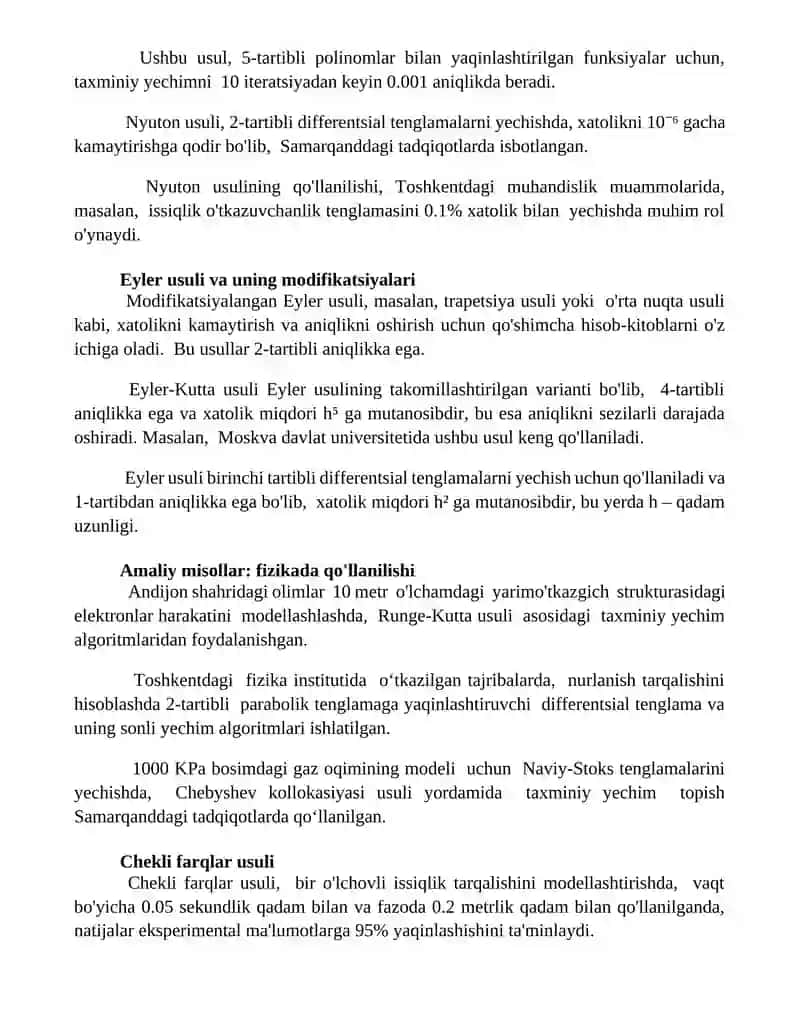 Differensial tenglamalarni taqribiy yechish algoritmi va dasturlari 2