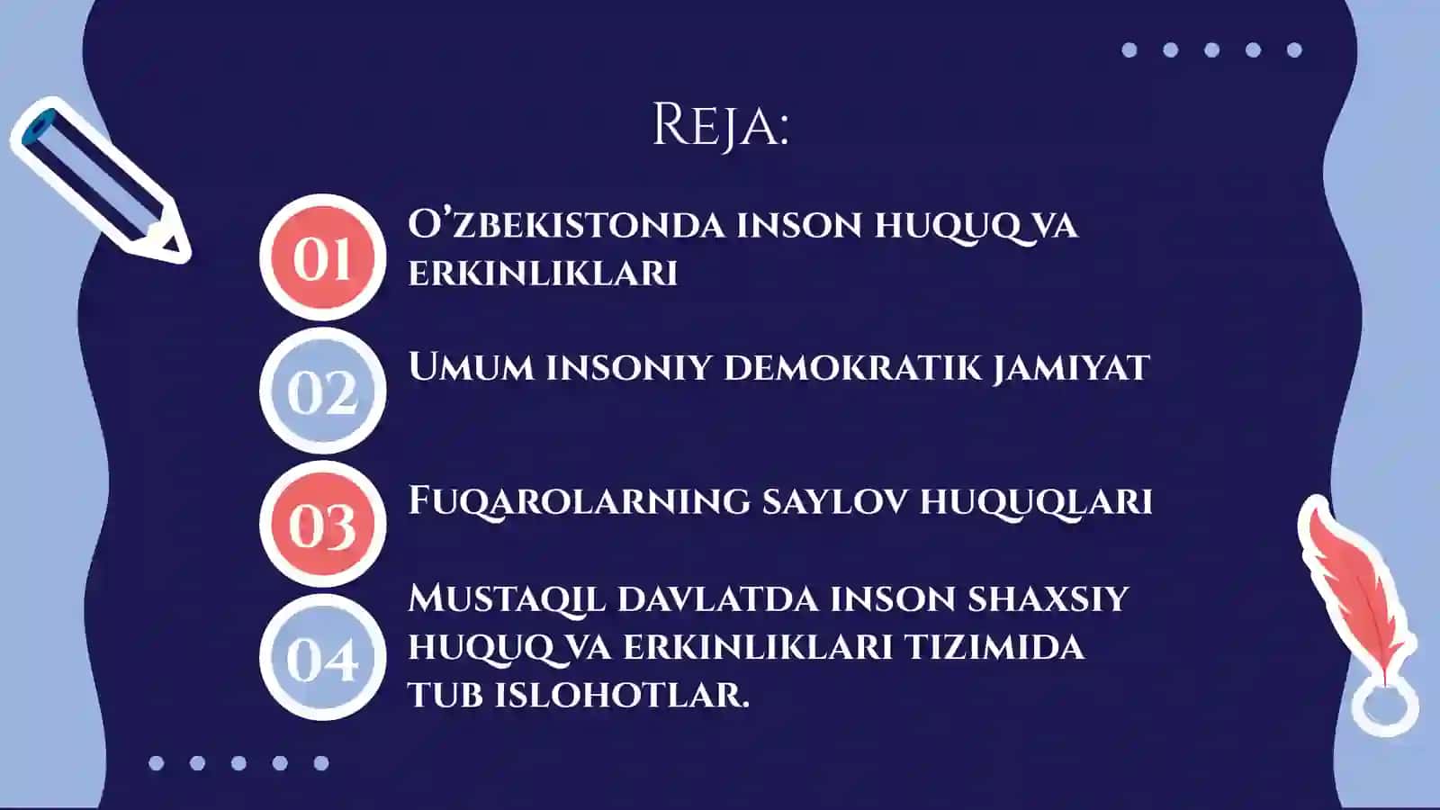 O’zbekistonda inson huquqlari va erkinliklari kafolatining yaratililishi 2