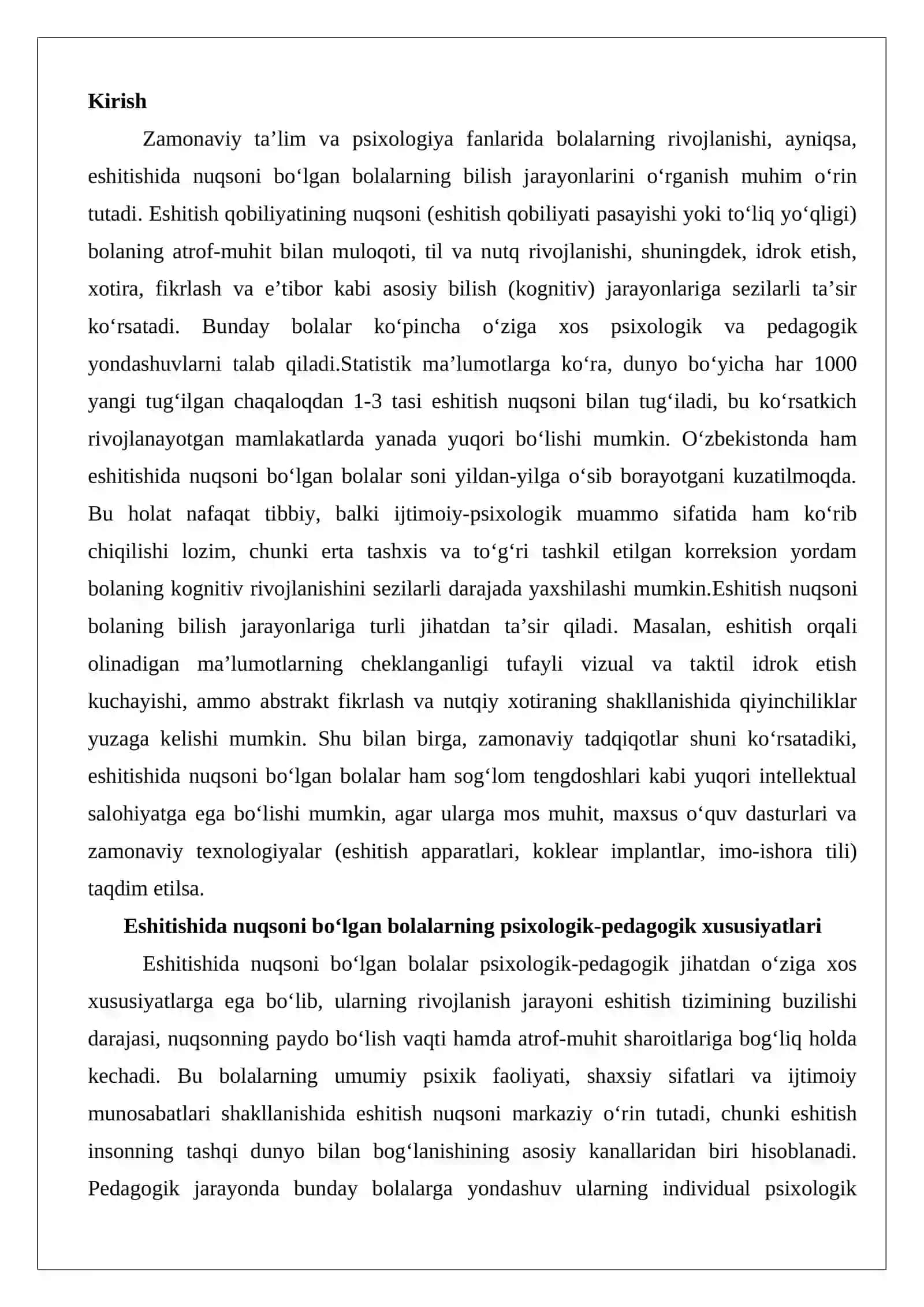 Eshitishida nuqsoni bo‘lgan bolalarni bilish jarayonlarini tekshirish 2