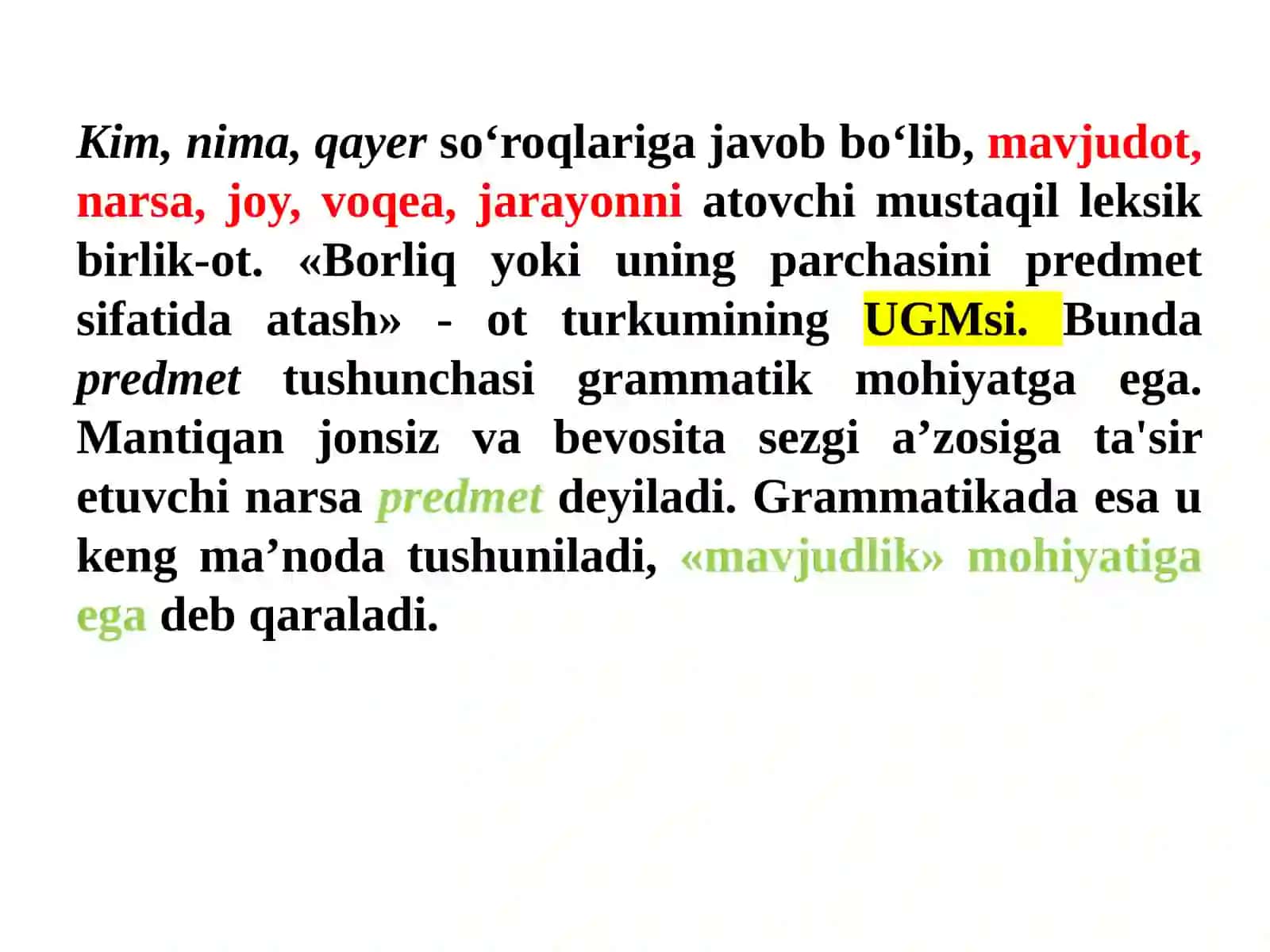 Ot va uning grammatik xususiyatlari va tasniflovchi kategoriyalari 2
