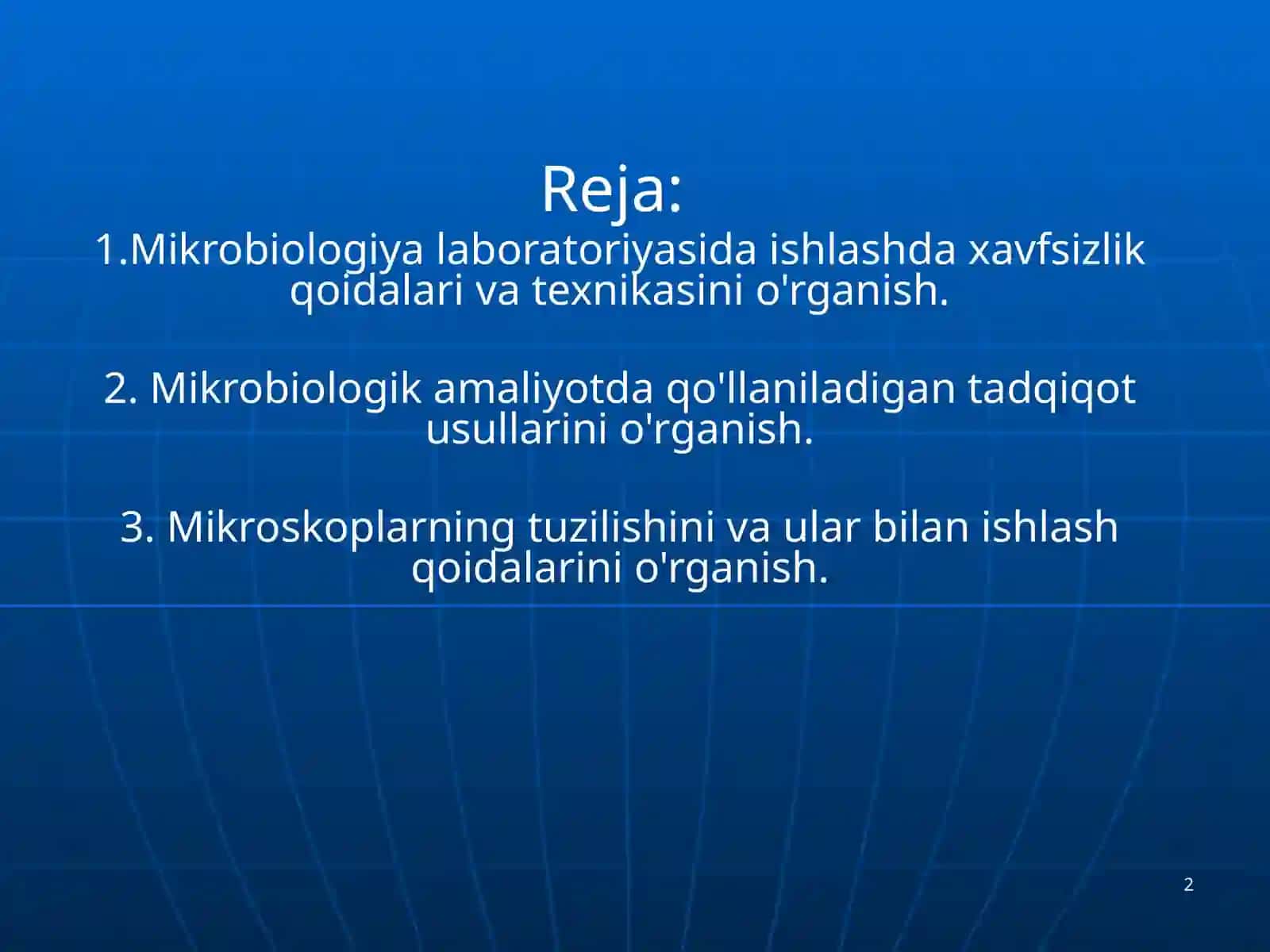 Mikrobiologiya laboratoriyasi bilan tanishish, mikroskopning tuzilishi va ishlatish qoidalari 2